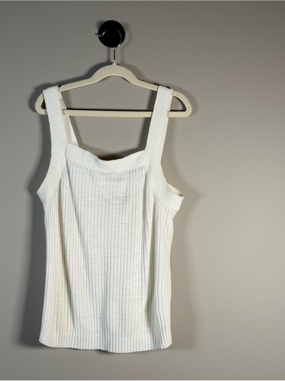 Banana Republic Cream Ribbed Square-Neck Tank